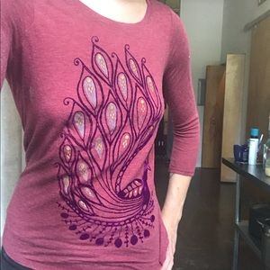 Lucky Brand 3/4 Sleeve Peacock Tee